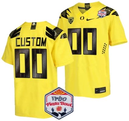 Custom Oregon Ducks Jersey Name and Number Fiesta Bowl Patch 2024 Football Yellow