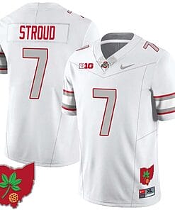 CJ Stroud Jersey #7 Ohio State Buckeyes Football Stitched Ohio Map Patch White