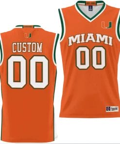 Custom Miami Hurricanes Jersey Name and Number NIL College Basketball Lightweight Orange