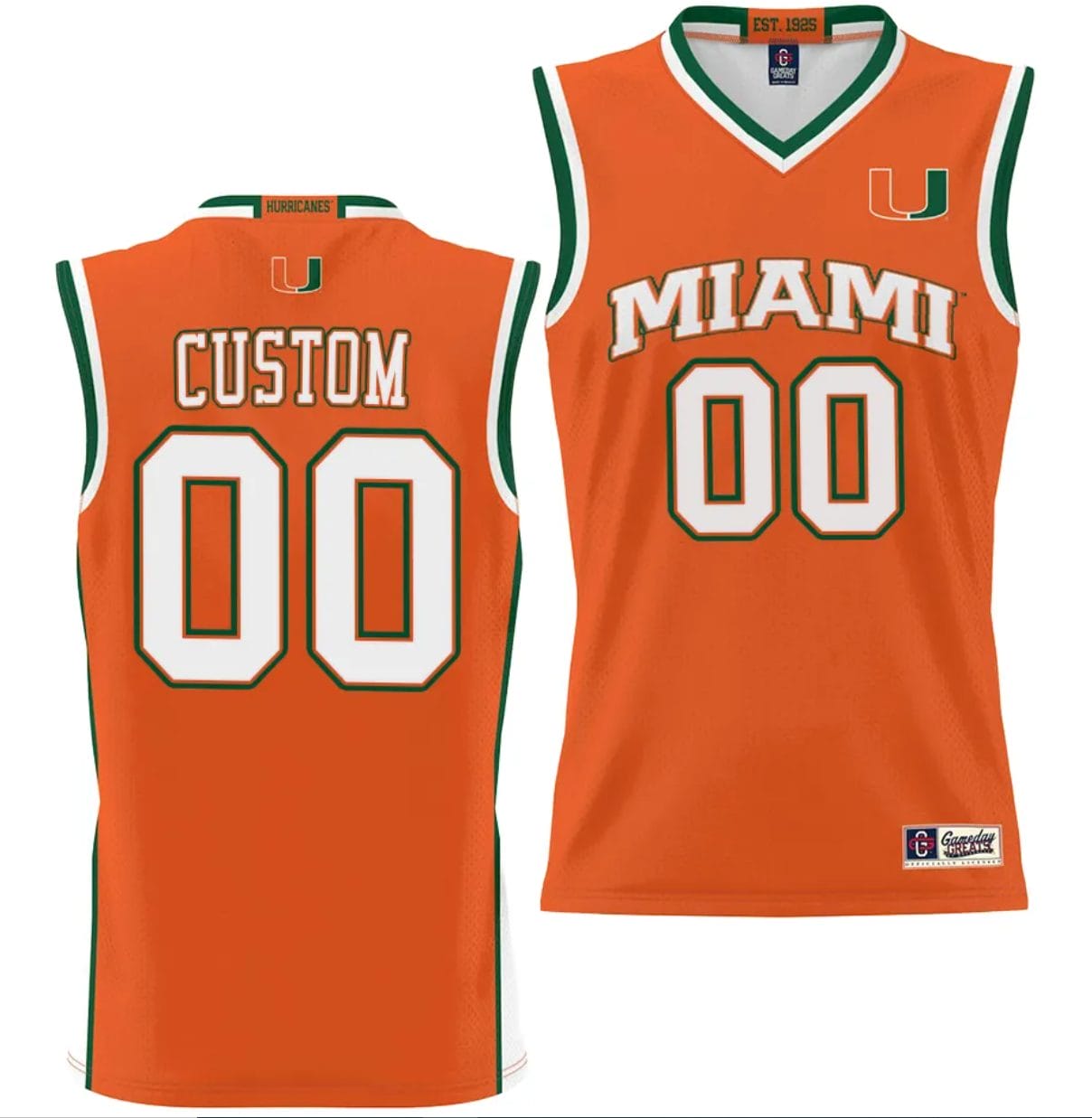 Custom Miami Hurricanes Jersey Name and Number NIL College Basketball Lightweight Orange