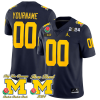 Custom Michigan Wolverines Jersey Name and Number Vapor Rose Bowl and 2024 CFP and Big Ten Champs Patch Football Navy