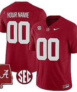 Custom Alabama Jersey Name and Number Vapor Limited Alabama Map Crimson All Stitched