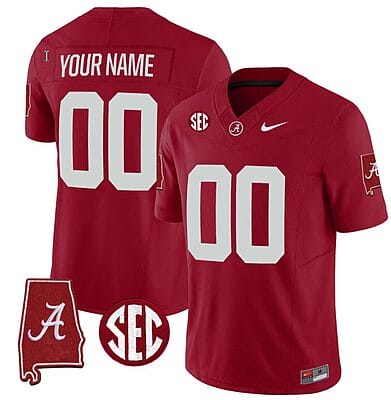 Custom Alabama Jersey Name and Number Vapor Limited Alabama Map Crimson All Stitched