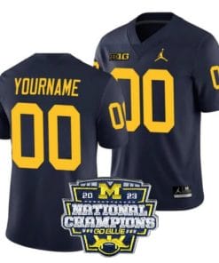 Custom Michigan Wolverines Jersey Name and Number Football 2023 National Champions Patch Navy