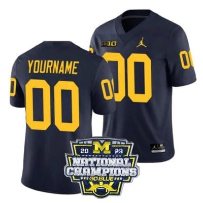 Custom Michigan Wolverines Jersey Name and Number Football 2023 National Champions Patch Navy