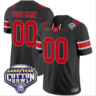 Custom Ohio State Jersey Name and Number Cotton Bowl Patch Vapor Football Black