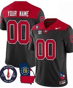 Custom Georgia Bulldogs Jersey Name and Number Football Vince Dooley Patch Map Black All Stitched