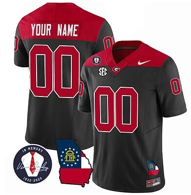 Custom Georgia Bulldogs Jersey Name and Number Football Vince Dooley Patch Map Black All Stitched