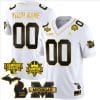Custom Michigan Wolverines Jersey Name and Number 2023 Big Ten Back to Back Champions Patch White Gold