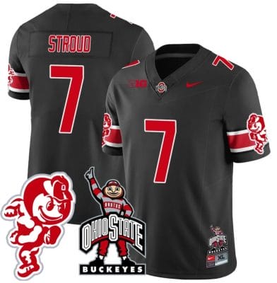 CJ Stroud Jersey #7 Ohio State Buckeyes Football Stitched Brutus Buckeye Patch Black