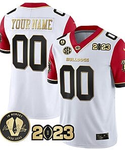 Custom Georgia Bulldogs Jersey Name and Number Football 2023 Vince Dooley Patch Red Sleeves All Stitched