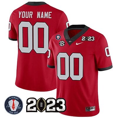 Custom Georgia Bulldogs Jersey Name and Number Football 2023 Vince Dooley Patch Regular Red All Stitched