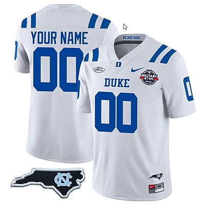 Custom Duke Blue Devils Jersey Name and Number Football Limited White - NC State