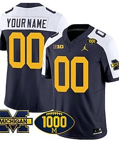 Custom Michigan Wolverines Jersey Name and Number 1000 Wins Patch Vapor Limited Football Navy Alternate