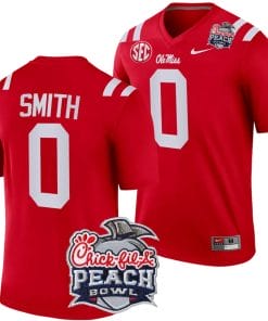 Custom Ole Miss Rebels Jersey Name and Number Peach Bowl Patch 2024 College Football Playoff Red
