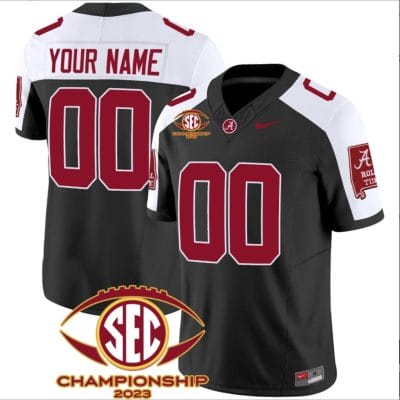 Custom Alabama Jersey Name and Number SEC Championship 2023 Patch Basic Black Alternate