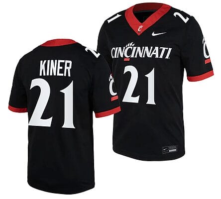 Cincinnati Bearcats Corey Kiner Jersey #21 Black 2023 Replica College Football