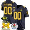 Custom Michigan Wolverines Jersey Name and Number 1000 Wins Rose Bowl Patch Navy