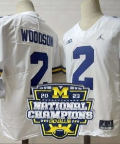 Charles Woodson Jersey #2 Michigan Wolverines Football 2023 National Champions Patch White