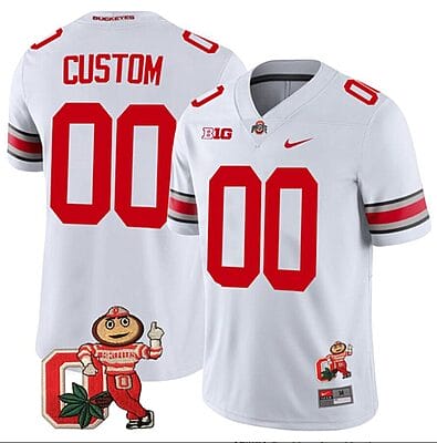 Custom Ohio State Jersey Name and Number Mascot Patch College Football White
