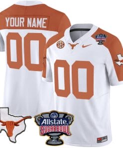 Custom Texas Longhorns Jersey Name and Number Sugar Bowl Patch Football Inverted