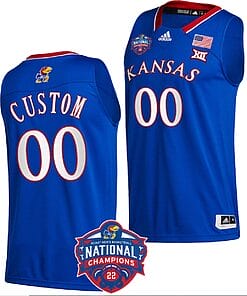 Custom Kansas Jayhawks Jersey Name and Number Basketball 2022 NCAA National Champions Royal