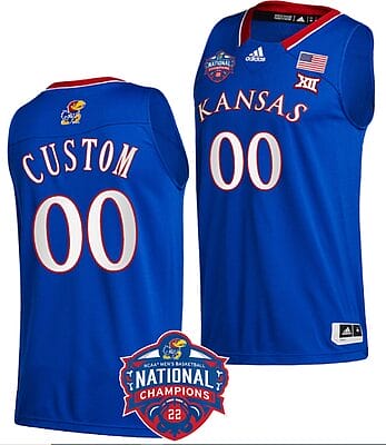 Custom Kansas Jayhawks Jersey Name and Number Basketball 2022 NCAA National Champions Royal