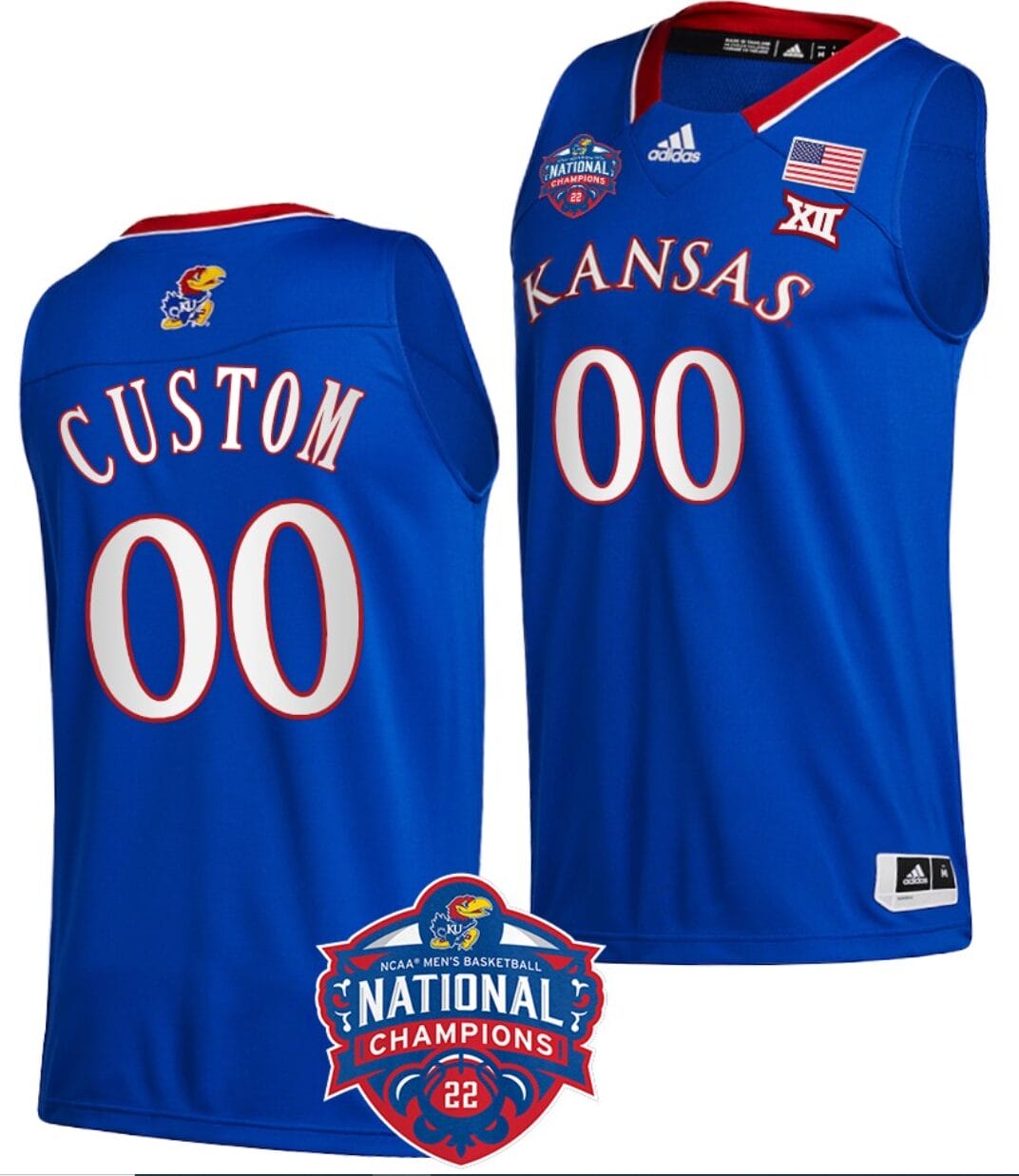 Custom Kansas Jayhawks Jersey Name and Number Basketball 2022 NCAA National Champions Royal