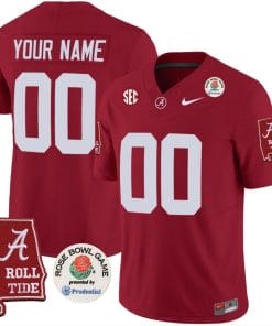 Custom Alabama Jersey Name and Number Rose Bowl Patch Football Crimson