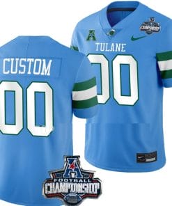 Custom Tulane Green Wave Jersey Name and Number 2022 ACC Football Championship Blue