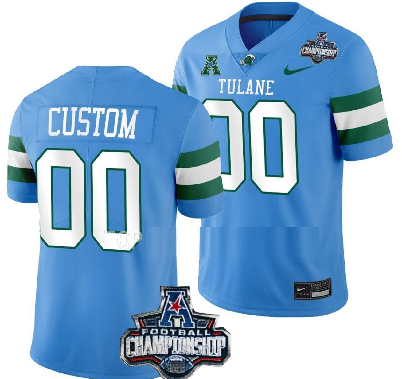 Custom Tulane Green Wave Jersey Name and Number 2022 ACC Football Championship Blue