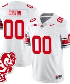 Custom Ohio State Jersey Name and Number Football Stitched Brutus Buckeye Patch Style 1 White