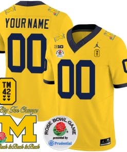 Custom Michigan Wolverines Jersey Name and Number Vapor TM 42 Honor Rose Bowl Patch Football Maize