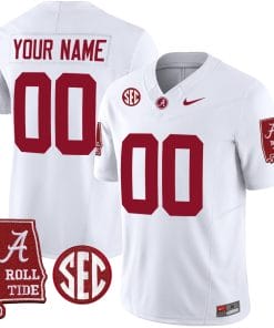 Custom Alabama Crimson Tide Jersey Name and Number Vapor Limited Football Alabama Map White