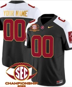 Custom Alabama Jersey Name and Number SEC Championship 2023 Patch Gold Black Alternate
