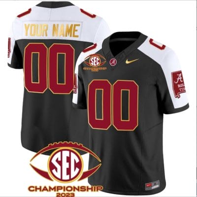 Custom Alabama Jersey Name and Number SEC Championship 2023 Patch Gold Black Alternate