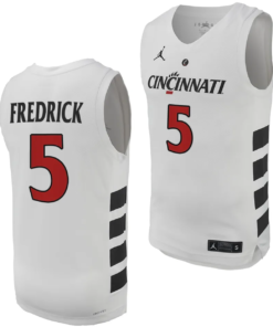 CJ Fredrick Jersey #5 Cincinnati Bearcats College Basketball Replica 2023-24 White