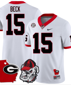 Carson Beck Jersey #15 Georgia Bulldogs Georgia State Map College Football Stitched White