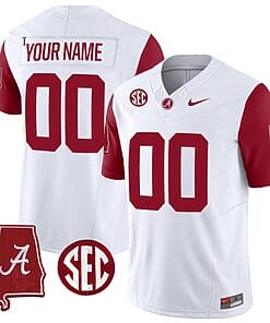 Custom Alabama Jersey Name and Number Vapor Limited Alabama Map Crimson Sleeves All Stitched