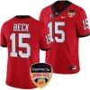 Carson Beck Jersey #15 Georgia Bulldogs Orange Bowl Patch 2023 College Football Red