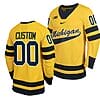 Custom Michigan Wolverines Jersey Name and Number Classic Hockey Maize #00 Replica 2023-24
