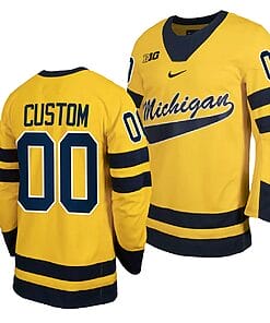 Custom Michigan Wolverines Jersey Name and Number Classic Hockey Maize #00 Replica 2023-24