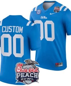 Custom Ole Miss Rebels Jersey Name and Number Peach Bowl Patch 2024 College Football Playoff Blue