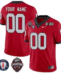 Custom Georgia Bulldogs Jersey Name and Number Football 2023 Back To Back Champions Vince Dooley Patch Regular Red All Stitched