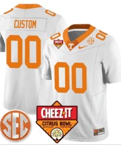 Custom Tennessee Vols Jersey Name and Number Football Cheez It Citrus Bowl Patch White