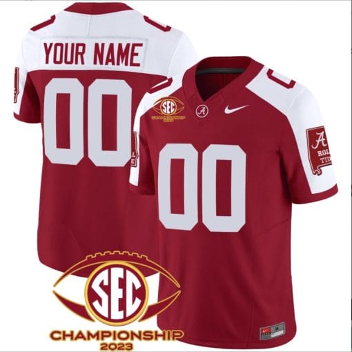Custom Alabama Jersey Name and Number SEC Championship 2023 Patch Basic Crimson Alternate