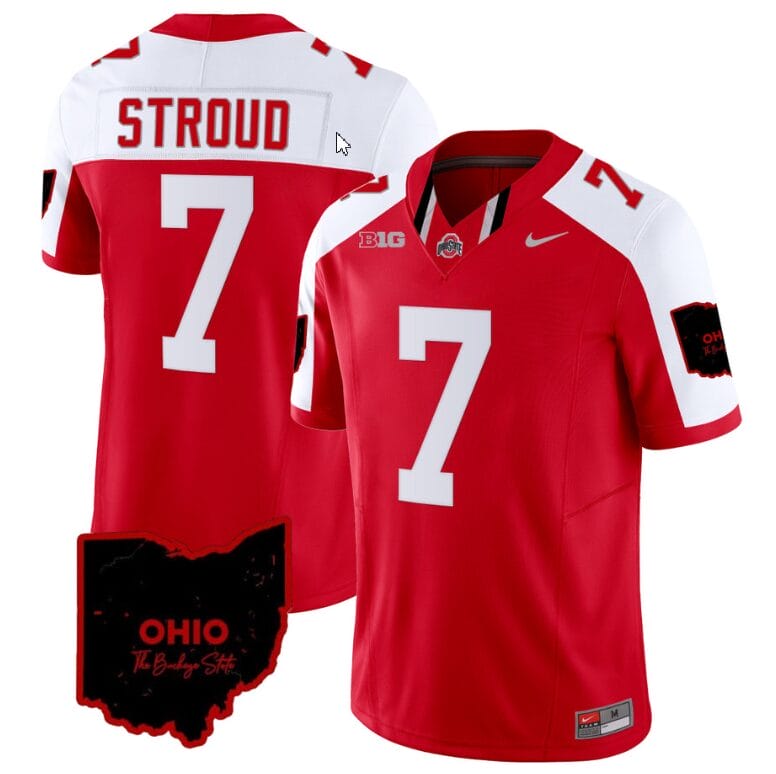 CJ Stroud Jersey #7 Ohio State Buckeyes College Football Stitched Vapor Limited Ohio Patch Red Alternate