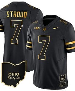 CJ Stroud Jersey #7 Ohio State Buckeyes College Football Stitched Vapor Limited Gold Ohio Patch Black Gold