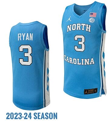 Cormac Ryan Jersey #3 North Carolina Tar Heels Replica College Basketball 2023-24 Blue