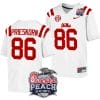 Caden Prieskorn Jersey #86 Ole Miss Rebels Peach Bowl Patch 2024 College Football White